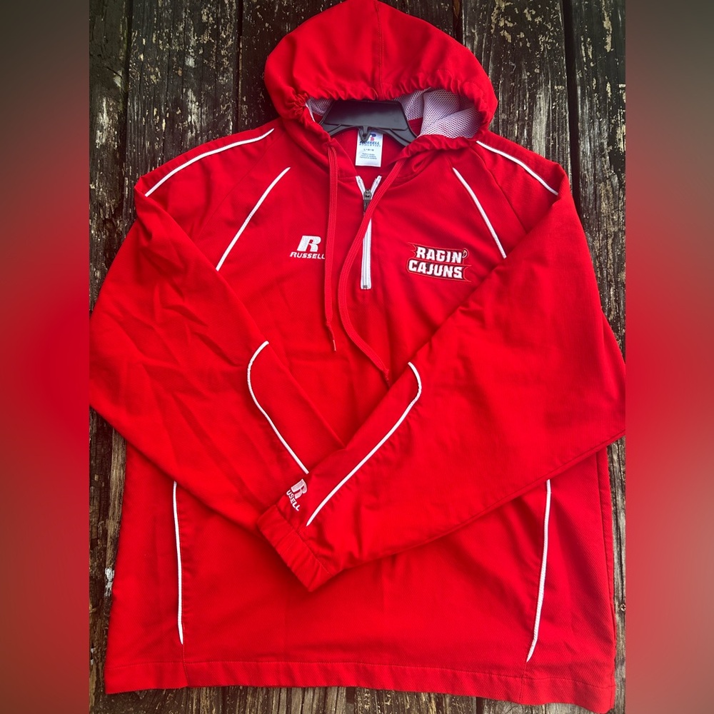 Russell University of Louisiana Ragin’ Cajuns 1/4 Zip L Hooded Windbreaker - Picture 3 of 6